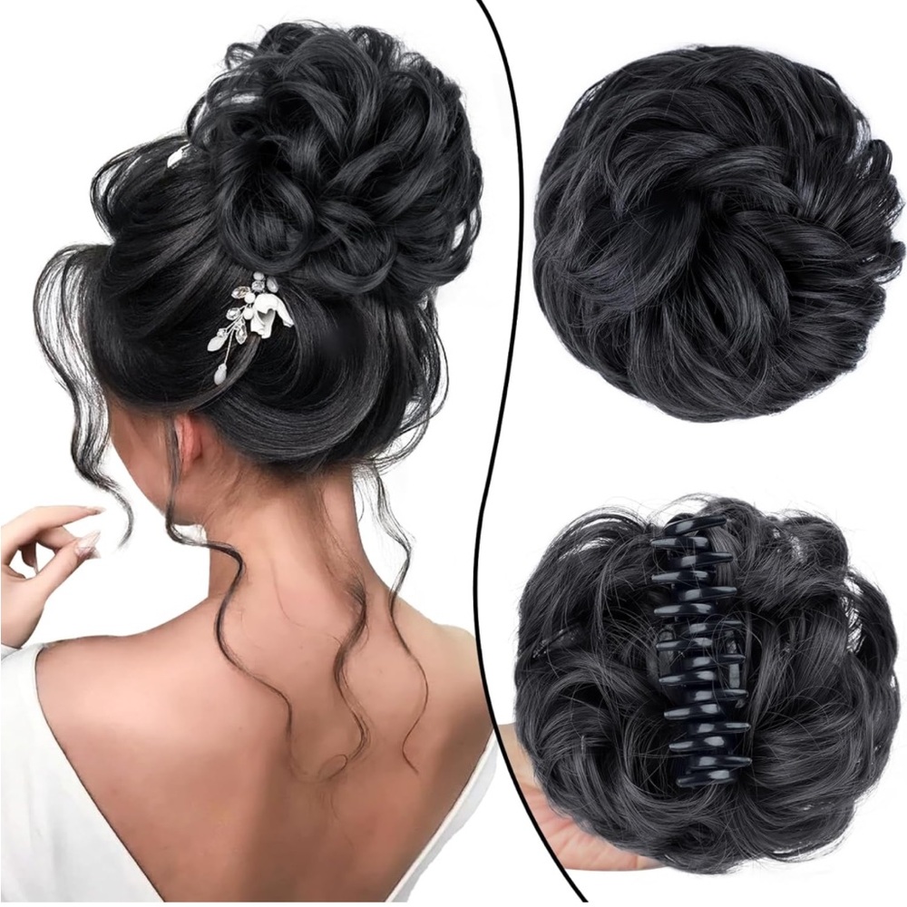 Claw Black Messy Hair Bun Hairpiece